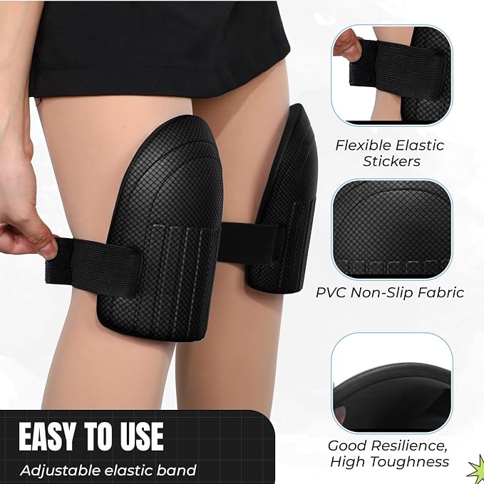 WinnerWhy Gardening Knee Pads for Women and Men Lightweight Waterproof Foam Knee Pads for Gardening and Housework with Adjustable Hook'n'Loop Straps(Black)