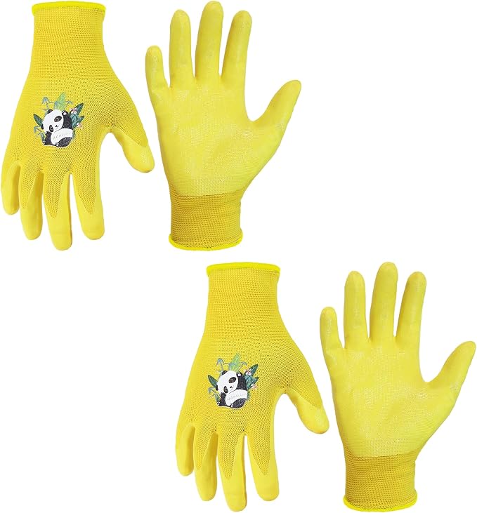 HANDLANDY 2 Pairs Kids Gardening Gloves, Grippy Kids Work Gloves, XL | Nitrile Coated Children Toddler Garden Yard Work Cycling Outdoor Playing Gloves for Girls Boys