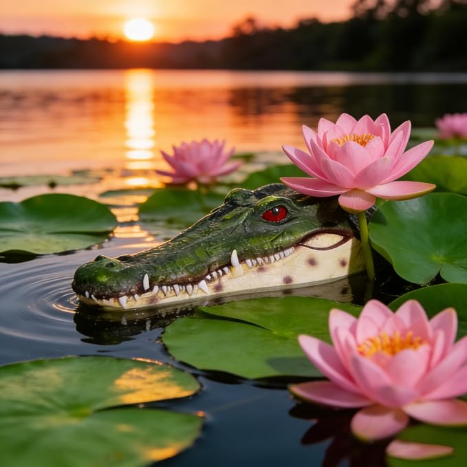 Pond Floating Alligator Head Decoy, Pools Float Fake Gator Head Duck Detterent Crocodile Head Decoy for Koi Garden Yard Decoration Swimming Pool Animal Protector