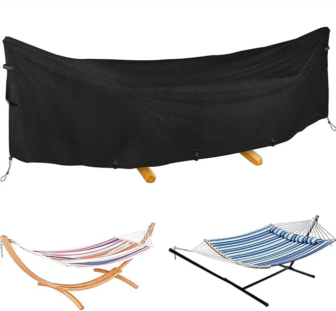 Hammock Cover Waterproof Windproof, 420D Oxford Fabric Hammock Stand Cover, Dustproof Anti-UV Outdoor Hammock Covers, Weather Resistant Hammock Protective Cover for Garden Patio Yard, 380x17x80cm