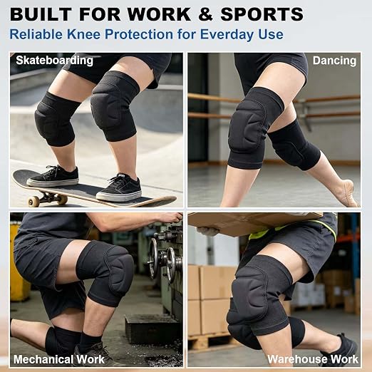 Working Knee Pads for Adult Men Women, Soft Elastic Sleeves Pad, Black L | Gardening Kneepad for Cleaning, Flooring, Kneeling, Compression Knee Pad for Volleyball, Dance, Wrestling, Waterproof Cushion