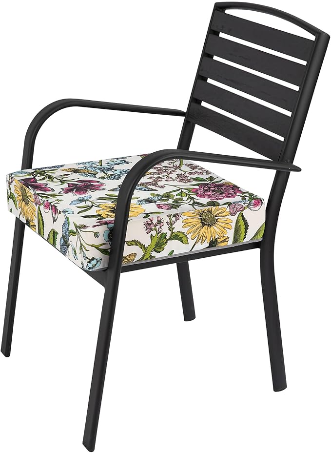 Outdoor Cushion Covers 18 x 18 x 4 inch,Set of 2,Non-Slip Grips Bottom,Replacement Cushion Covers for Garden Patio Furniture Couch Chair,Fade-Resistant Slipcover Only,No Insert(Butterfly Flower)