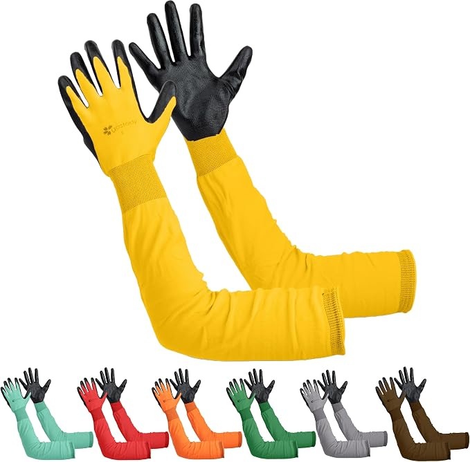 Long Sleeve Gardening Gloves for Women & Men, Long Cuff Garden Gloves | Multipurpose heavy-duty design for outdoor & indoor use; extended cuff shields forearms from thorns, scratches & dirt