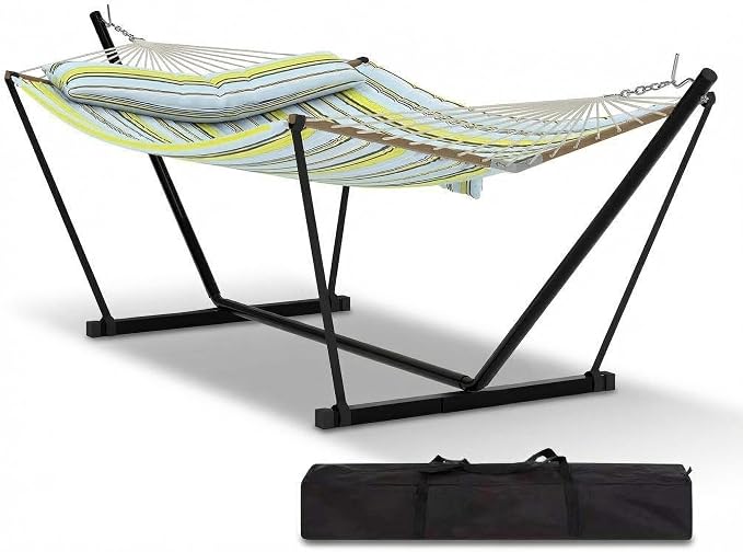 Jojoka 2-Person Hammock Suite with Collapsible Steel Frame, 450lb High Weight Capacity, UV-Resistant Outdoor Hammock with Storage Bag for Backyard & Camping