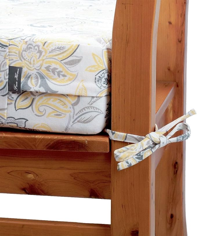 FUNHOME Outdoor Bench Cushion Cover 42 x18 x 3 inch,Water Resistant Cover with Zipper&Ties,Fade-Resistant Slipcover,Patio Porch Swing Cushion Cover Replacement Only,No Insert(Yellow Flower)