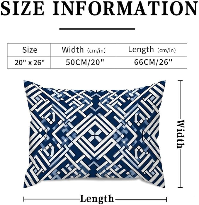 Lacefield Trellis Print Geometric Blue Rectangular Throw Pillow Cover Chinoiserie Grandmillenial Ming Trail Throw Pillow Cover Modern Throw Pillow Covers Decorative for Sofa Bed 20x26in