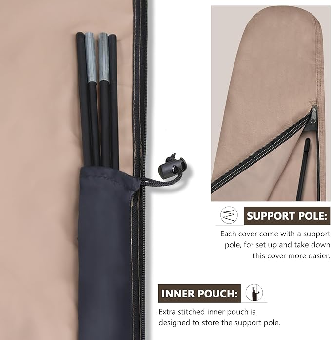 ULTCOVER Patio Parasol 600D Waterproof Outdoor Offset Banana Style Umbrella Cover - Fits Cantilever Offset Umbrella 7.5-11.5 Feet
