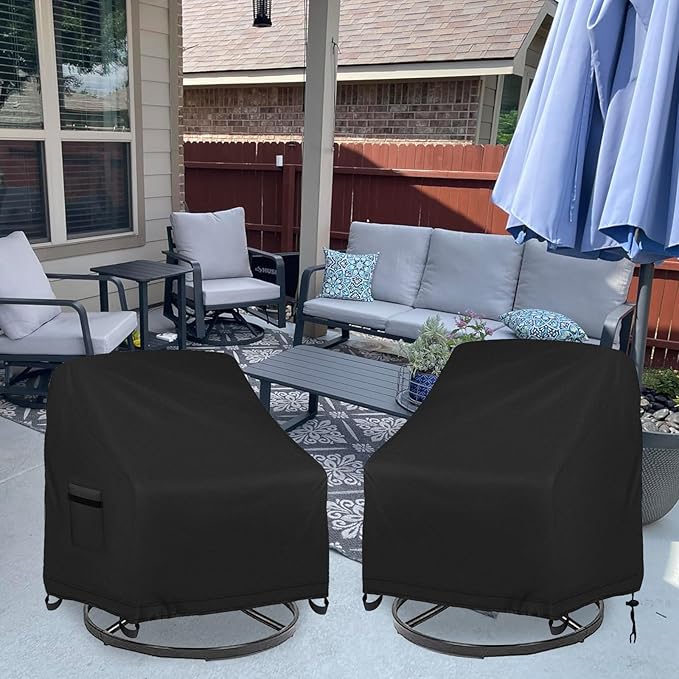 Outdoor Swivel Lounge Chair Cover 4 Pack, 600D Waterproof Heavy Duty Outdoor Chair Covers(30 W x 34 D x 38.5 H inches), Patio Swivel Chair Covers for Outdoor Furniture