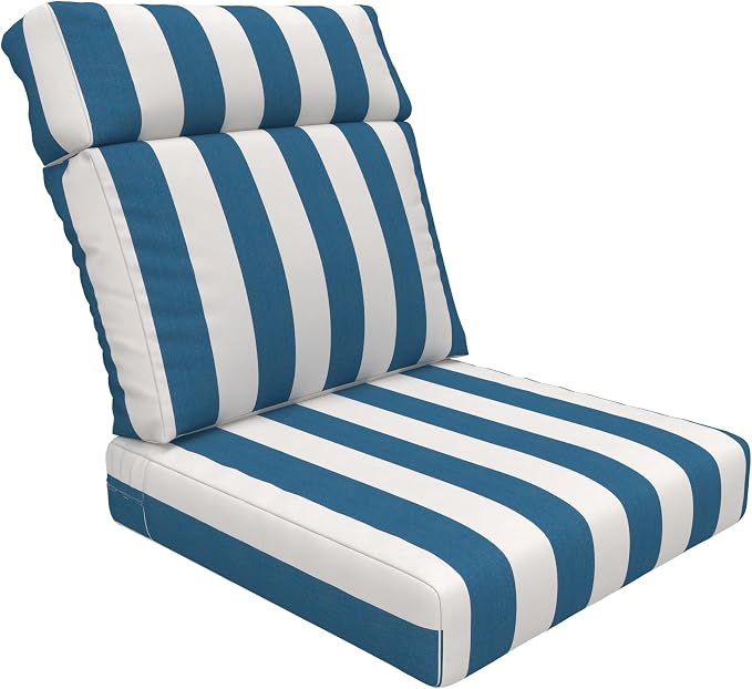 Covers & All Sunbrella Outdoor Cushions, High Back Outdoor Chair Cushions with Supportive Foam Seat and Poly Fill Back, Made with Waterproof, Stain & Fade Resistant Sunbrella Fabric for Patio Chairs