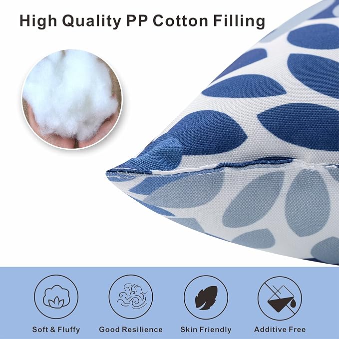 Outdoor Pillows, Pack of 2 Waterproof Decorative Throw Pillows with Inserts, 18"x18" Square Pillows for Couch, Sofa and Patio Furniture