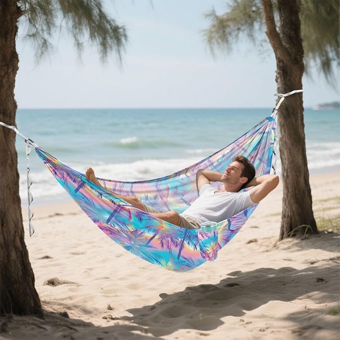 Camping Hammock Outdoor Hammocks for Outside Plam Tree Beach Trees Portable Lightweight with Pockets Tree Straps Indoor