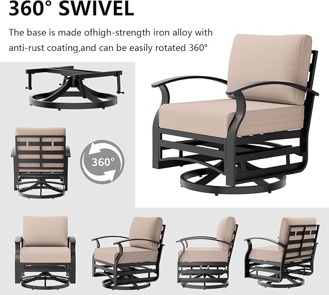 Patio Furniture Set 10 Seats Aluminum Armrest Sofa, Modern Outdoor Living Room Set with 55000 BTU Propane Aluminum Fireplace, Outdoor Rotary Joystick with Thick Cushion