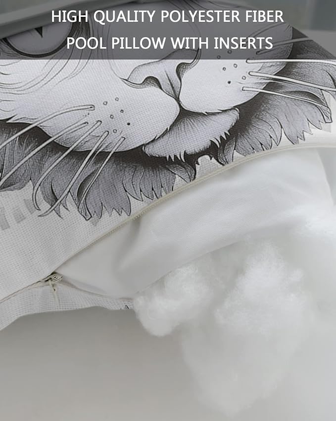 Outdoor Pillows Covers with Inserts Animals Pet Cat Flowers and Kitty Waterproof Recliner Pillow with Adjustable Strap Throw Pillows for Patio Furniture Pool Lounge Chair, 11x16 inch, 1PCS
