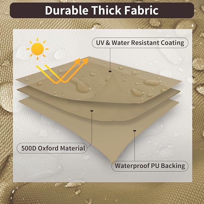 PureFit Outdoor Sectional Sofa Cover Waterproof Curved Patio Furniture Covers for Deck, Lawn and Backyard, 90Lx34Dx32Hx46FL, Camel