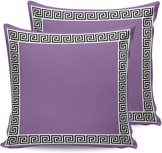 Prime Leader Outdoor Waterproof Pillow Covers Set of 2, Chinese Style Pattern Purple Background Patio Throw Pillow Covers, Decorative Cushion Case for Couch Sofa Furniture Garden, 18x18 Inch