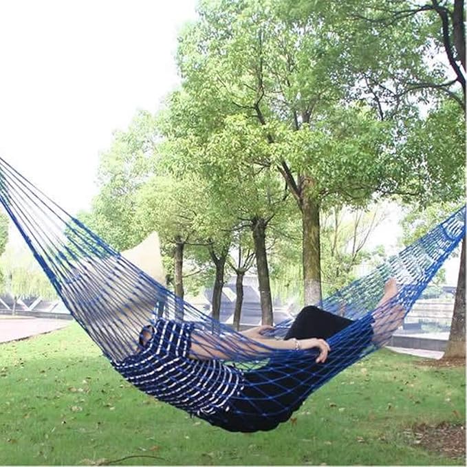 Easyinsmile Travel Hammock,Camping Hammock, Outdoor Sport Hammock Blue Net Mesh Nylon Sleeping Bed with Hooks for Garden Beach Camping Hunting Hiking Traveling (blue)