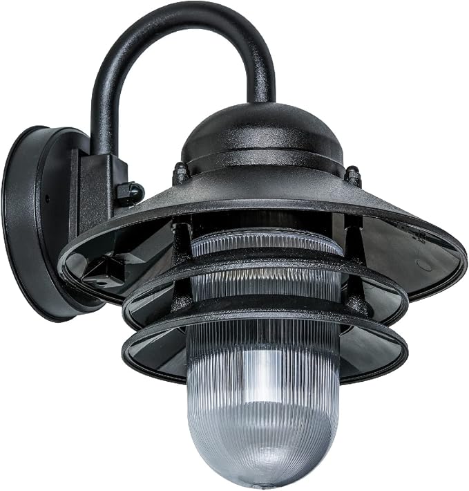 Nautical Outdoor Sconce Wall Mounted Light - Rust & Waterproof Non-Metallic Coastal Lantern - UL Listed Patio Deck Porch Front Door & Dock Lighting Fixture - USA Made, 13"x10", Matte Black | UL Listed Dock Light, Comes with Mounting Hardware, Salt Air ...