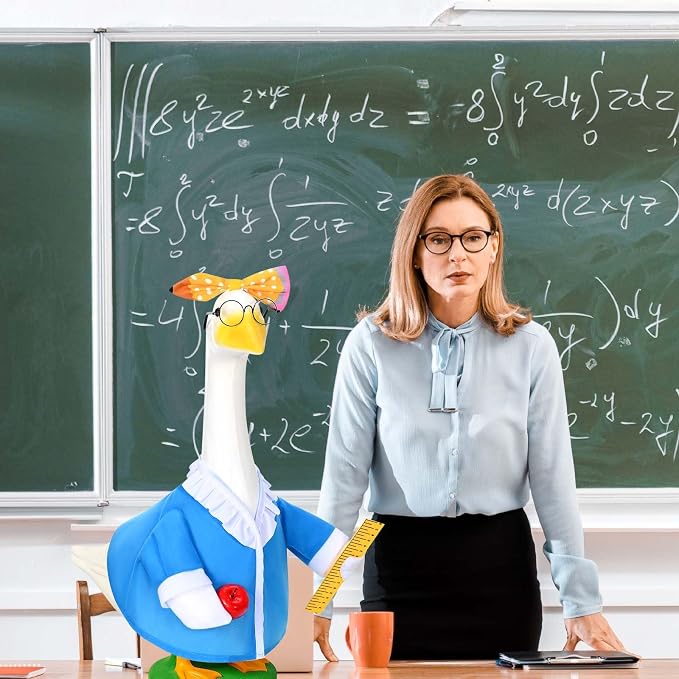JcHrmers Back to School Porch Goose Outfits Teacher Lawn Goose Clothes Fits 23" / 17'' Cement Plastic Goose Statue for Outdoor Garden Yard Patio School Classroom Decor