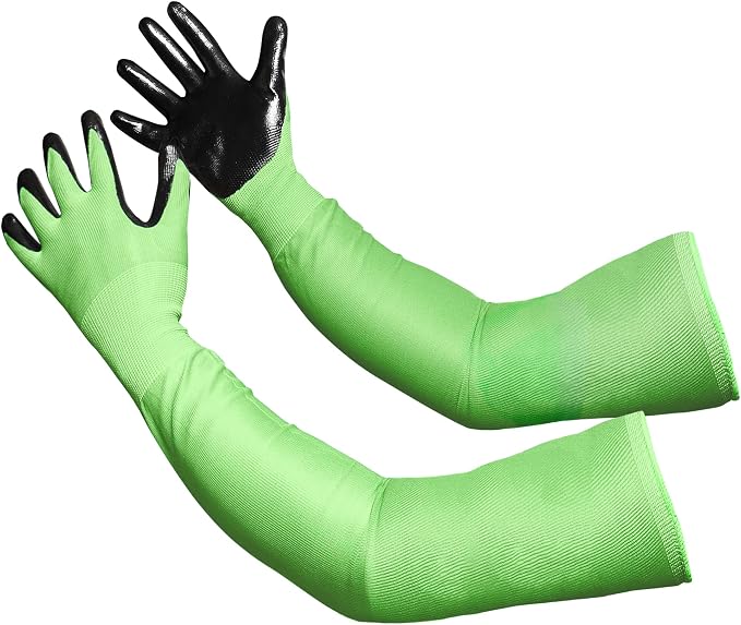 Long Sleeve Gardening Gloves Protection Sleeves, No-Slip Grip & Full Arm Guard Garden Cuffs; Durable, Protective