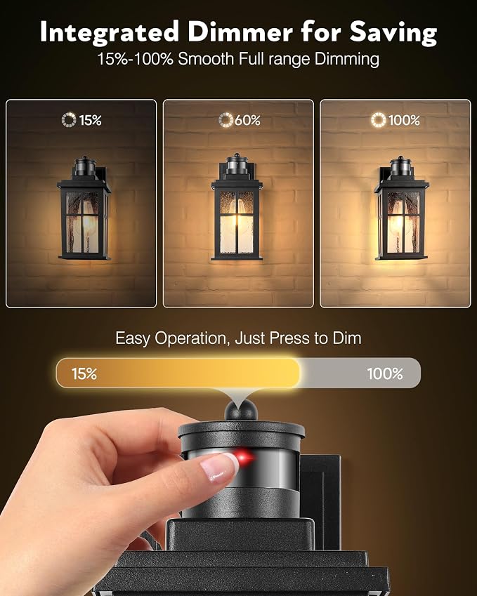 VIANIS Motion Sensor Outdoor Light Fixtures Wall Mount, Black Porch Lights Outdoor Lantern, Anti-Rust Waterproof Exterior Lights for House, Modern Outdoor Wall Sconce for Garage, Front Door, Coach