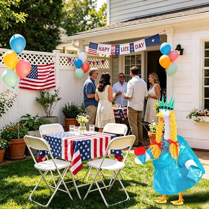 Celltestria 4th of July Goose Outfits Statue of Liberty Porch Goose Costume Independence Day Patriotic Goose Clothes for 23" Geese Outdoor Patio Yard Lawn Garden Decoration