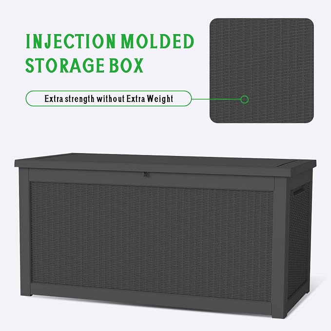 FEFLO 260 Gallon Waterproof Resin Deck Box, Heavy-Duty Outdoor Storage Box | Lockable Lid & UV-Resistant Patio Storage Chest for Garden Tools, Pool Accessories, Package Delivery, Toys, Furniture