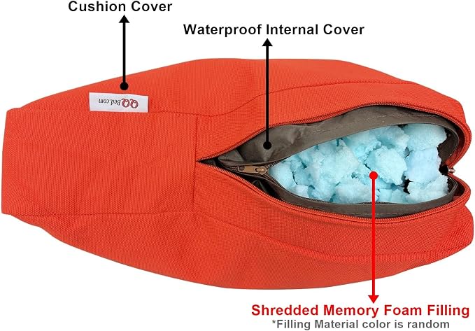 2 Pack 25X25 Inch Outdoor Back Cushion Memory Foam Pillows with Waterproof Internal Cover for Patio Furniture, Sofa, Loveseat, Deep Seat Chair - Tango Color