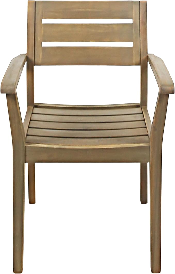 Christopher Knight Home Pag Outdoor 5 Piece Acacia Wood Dining Set with Round Table, Gray Finish