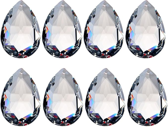 10 Pcs 50mm Clear Crystal Teardrop Pendants Chandelier Parts | Clear Crystal Teardrop Prisms Pendants 50mm Chandelier Replacement Parts Suncatcher for Lamp Window Wedding Garden DIY Decor