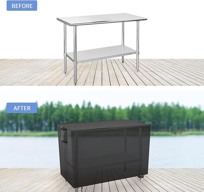 Outdoor Prep Table Cover 48 Inch,Waterproof Patio Outdoor Stainless Steel Metal Grill BBQ Table Cart Cover Dustproof Windproof All Season Pretection for Outdoor Table - 48 x 24 x 55 Inch