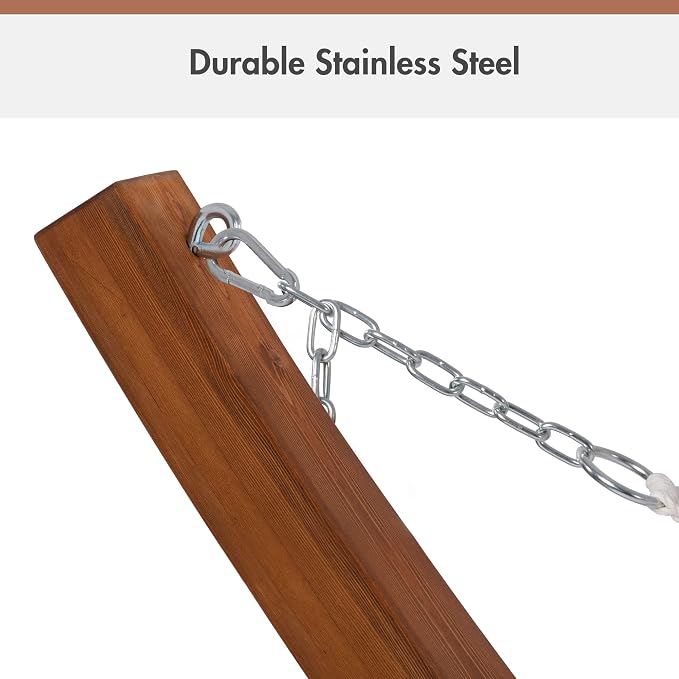 ANOW 13.5FT Curved Wood Hammock Stand Only, Heavy Duty Larch Wood Hammock Arc Stand with 2 Chains, 4 Carabiners and 4 Balance Ropes, 400 LBS Weight Capacity