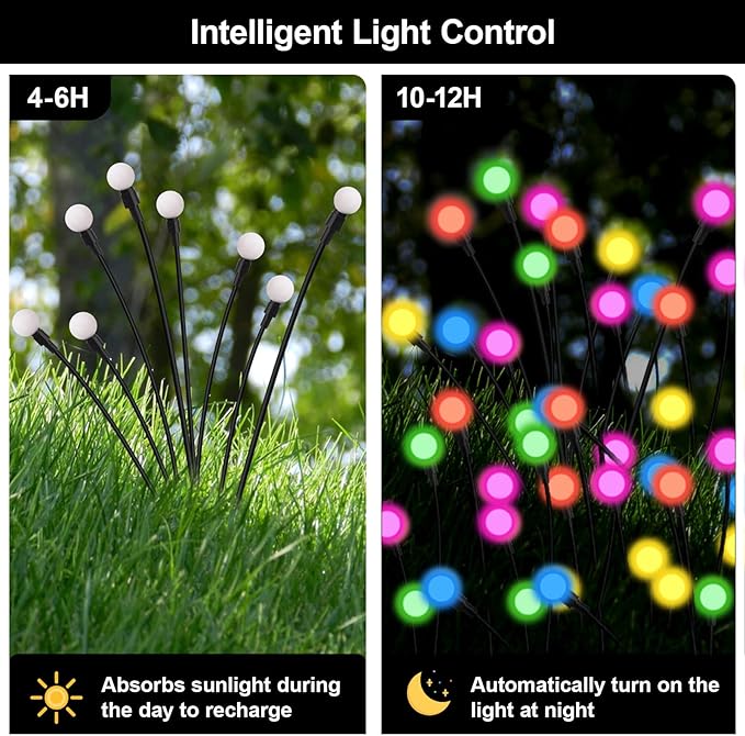Solar Firefly Lights Outdoor, 8 Mode RGB Color Changing Swaying Flashing Firefly Garden Lights Solar Powered Waterproof for Outside Yard Pathway Christmas Garden Decor Multicolor (4 Pack)