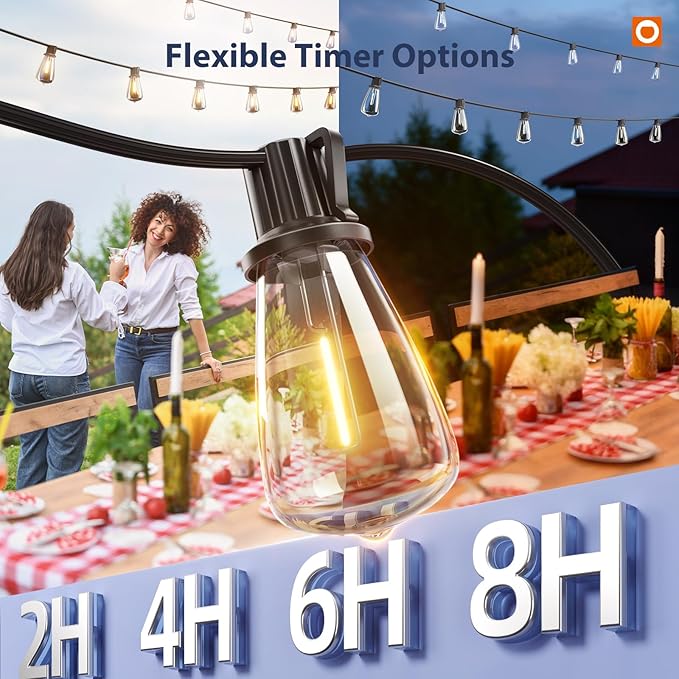 addlon 78(72+6) FT Solar String Lights Waterproof with Remote USB, 24+2 LED | Shatterproof Bulbs Patio Lights, Dimmable & Timable 3 Lighting Modes Solar Light for Backyard Camping Garden Decor