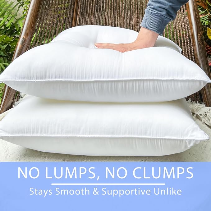 12x20 Waterproof Outdoor Lumbar Pillow Inserts, 4 Pack | Hypoallergenic & machine washable. Soft yet supportive, stays plump. Waterproof protection for patio, sofa, bed, garden.