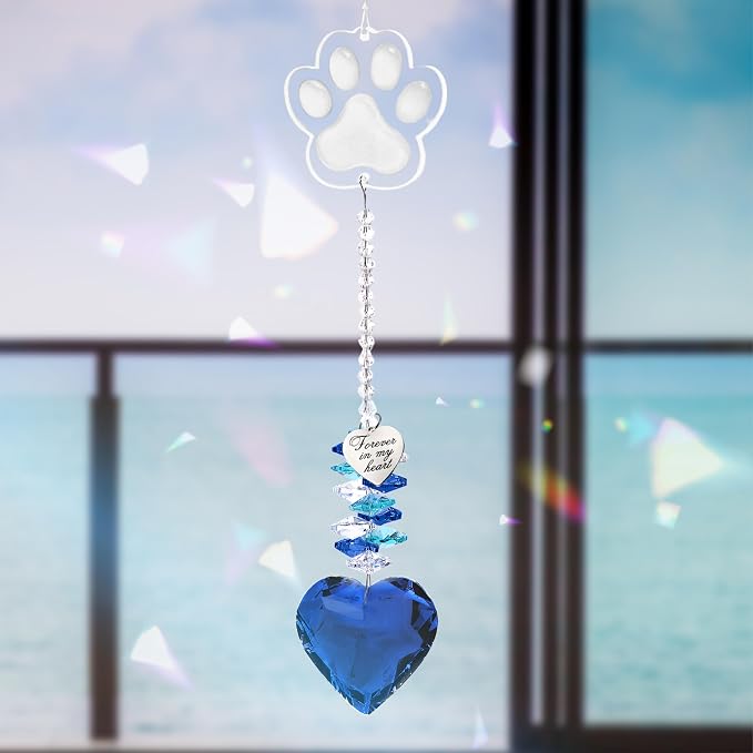 Pet Memorial Suncatcher, Dog Memorial Gifts, Pet Loss, Pet Sympathy, Thoughtful Dogs and Cats Remembrance, Bereavement Gifts - Blue