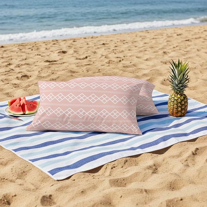 Pink Boho Outdoor Pillow Covers 20x12 Inch Lumbar Pillow Covers Set of 2 Waterproof Decorative Throw Pillow Cases Vintage Ethnic Tribe Abstract Art Cushion Covers for Patio Furniture Garden Couch Sofa