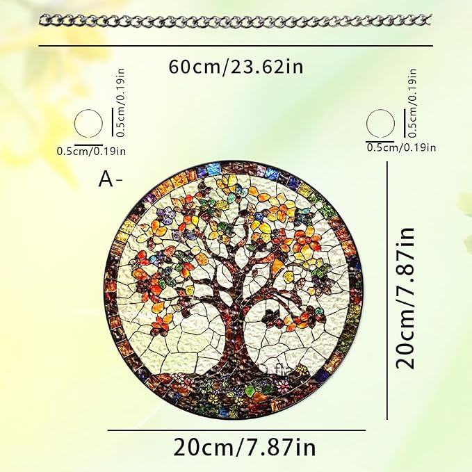 Acrylic Suncatcher Window Hanging, Diamond Tree Sun Catcher Rainbow Indoor Window Decoration for Living Room Bedroom, Unique Gift for Mom Wife & Friends, 7.87 x 7.87 inches