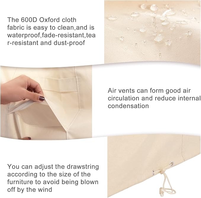 Patio Chair Cover, 600D Heavy Duty Lounge Deep Seat Cover Waterproof Outdoor Chair Covers for Lawn Furniture, All-Weather Protection Lawn Chair Covers(32" W x 37" D x 36" H)