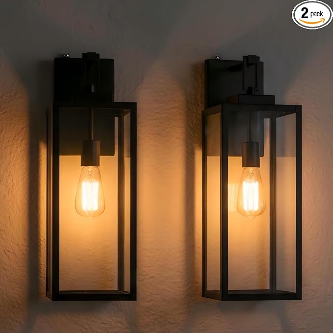 2 Pack 22 Inch Dusk to Dawn Wall Light,22” Dusk to Dawn Outdoor Light Fixture Large Size Outdoor Wall Lantern Sconce Outdoor Porch Light with Photocell Sensor