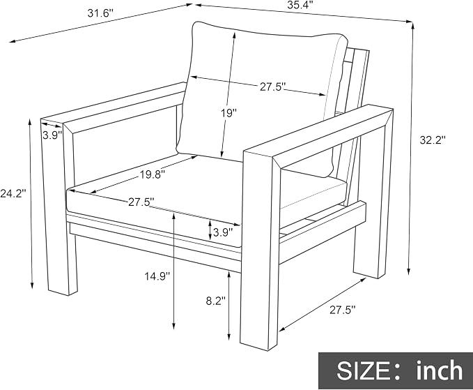 4 Pieces Patio Sofa Set Outdoor Seating Group 5-Person Sofa Set Outdoor Conversation Set with Cushions and a Coffee Table for Garden, Backyard,Balcony,Poolside (Mocha#50)