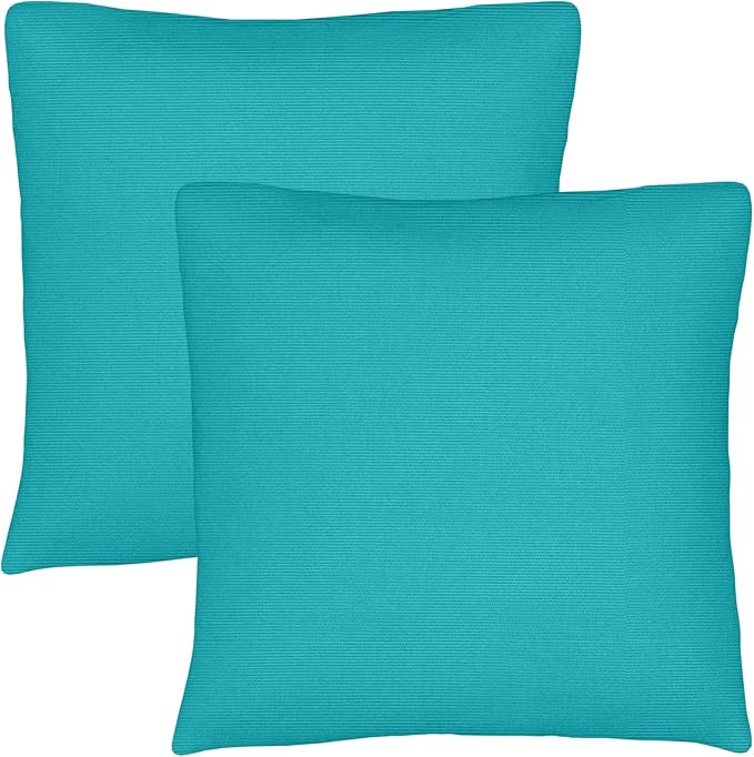 Covers & All Sunbrella Throw Pillows Set of 2, 20 x 20 Inch Square Outdoor & Indoor Cushions with Insert, Fade & UV Resistant Fabric (Canvas Aruba)