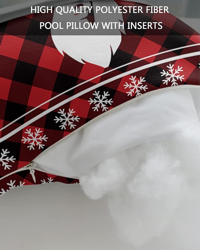 Outdoor Pillows Covers with Inserts Christmas Elk Snowflake Red and Black Plaid Waterproof Recliner Pillow with Adjustable Strap Throw Pillows for Patio Furniture Pool Lounge Chair, 11x16 inch, 1PCS