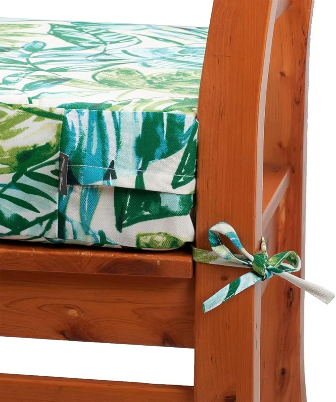 FUNHOME Outdoor Bench Cushion Cover 45 x18 x 3 inch,Water Resistant Cover with Zipper&Ties,Fade-Resistant Slipcover,Patio Porch Swing Cushion Cover Replacement Only,No Insert(Palm Leaf)