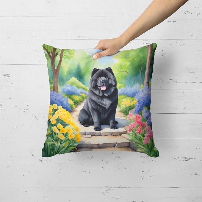 Caroline's Treasures Chow Chow Spring Path Throw Pillow Machine Washable, Indoor Outdoor Decorative Pillow for Couch, Bed or Patio, 18Hx18W