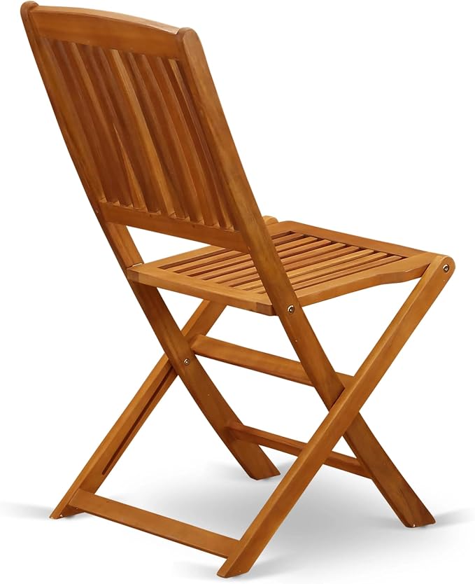 East West Furniture AECM5CWNA 5 Piece Patio Bistro Dining Furniture Set Includes a Rectangle Outdoor Acacia Wood Table and 4 Folding Side Chairs, 36x60 Inch, Natural Oil