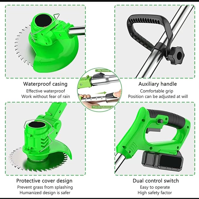 Weed Wacker，Weed Eater 21V 2.0Ah Battery Powered, Cordless Weed Wacker/String Trimmer/Weed Trimmer is Perfect for Trimming The Yard and Bushes, Flower beds, patios.