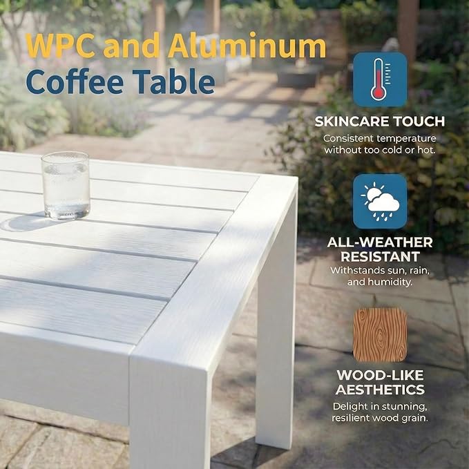 Solaste Aluminum Patio Furniture Set for All Weather, Oversized Metal Outdoor Furniture Set with 27.5" Deep Seating and 3.2" Wide Armrest, Outdoor Patio Sofa with 10" Back Suport Cushion, Light Grey