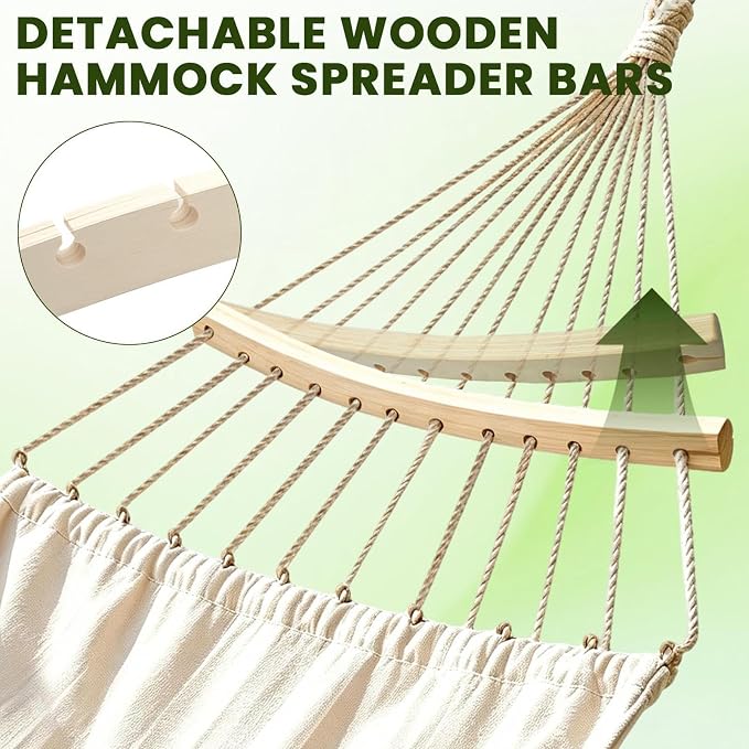 Wood Hammock Spreader Bar - 2 Pack Detachable Hammock Spreader Bar Replacement Set, Solid Wood Construction for Stability and Comfort, Suitable for Camping, Backyard Relaxation, Patio, Garden