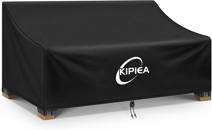 Kipiea Patio Sofa Cover, Heavy Duty Outdoor Couch Covers Waterproof Winter, 2-Seat Patio Furniture Cover Loveseat, Outdoor Sofa Covers with Anti UV and No Tears, No Fading (58"W x 30"D x 31"H)