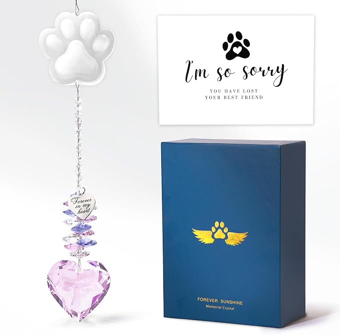 Pet Memorial Suncatcher, Dog Memorial Gifts, Pet Loss, Pet Sympathy, Thoughtful Dogs and Cats Remembrance, Bereavement Gifts - Pink